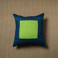 Blue - patchwork cotton kanchipuram cushion cover (16 x 16