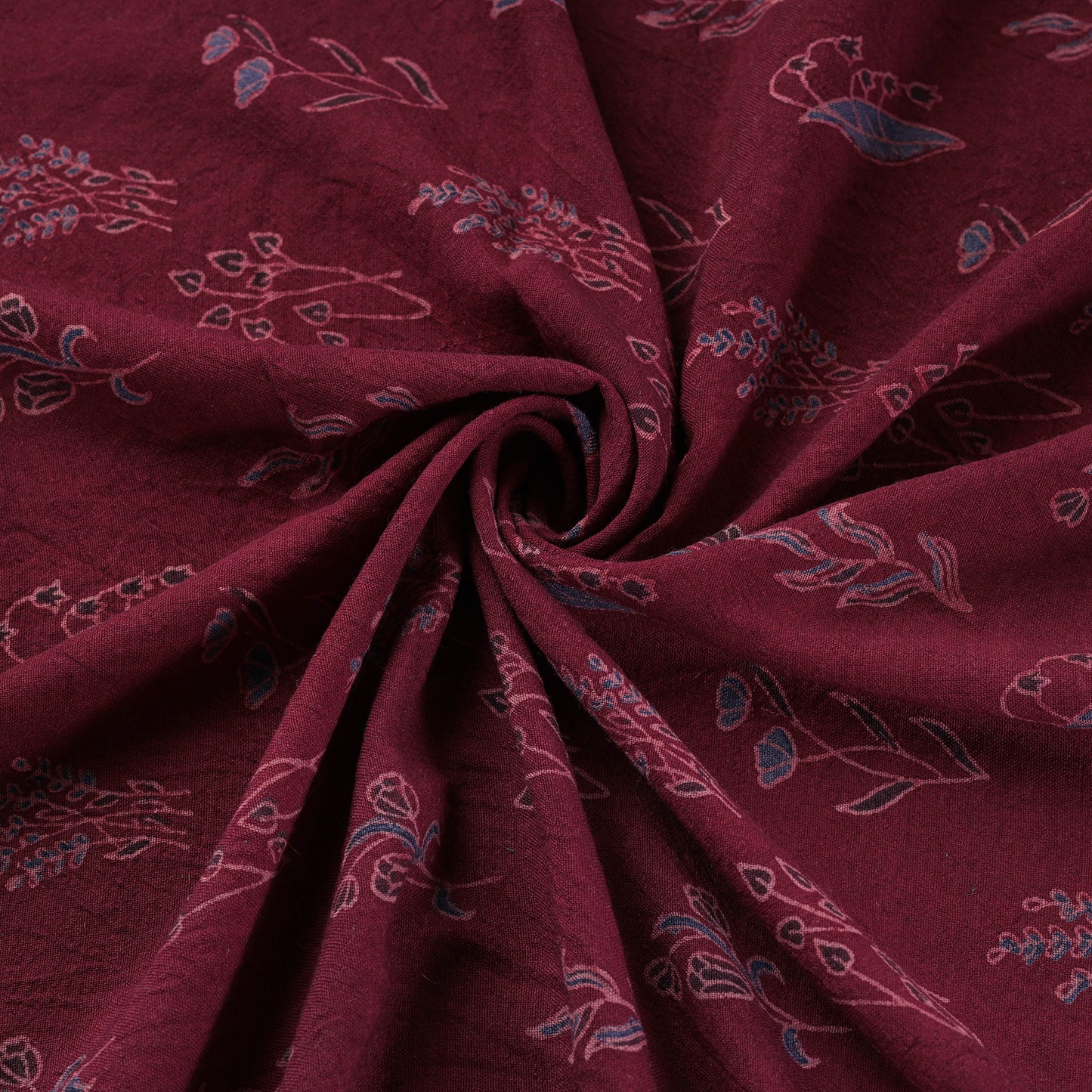 Ajrakh Hand Block Print Merino Wool Handloom Natural Dyed Fabric 08