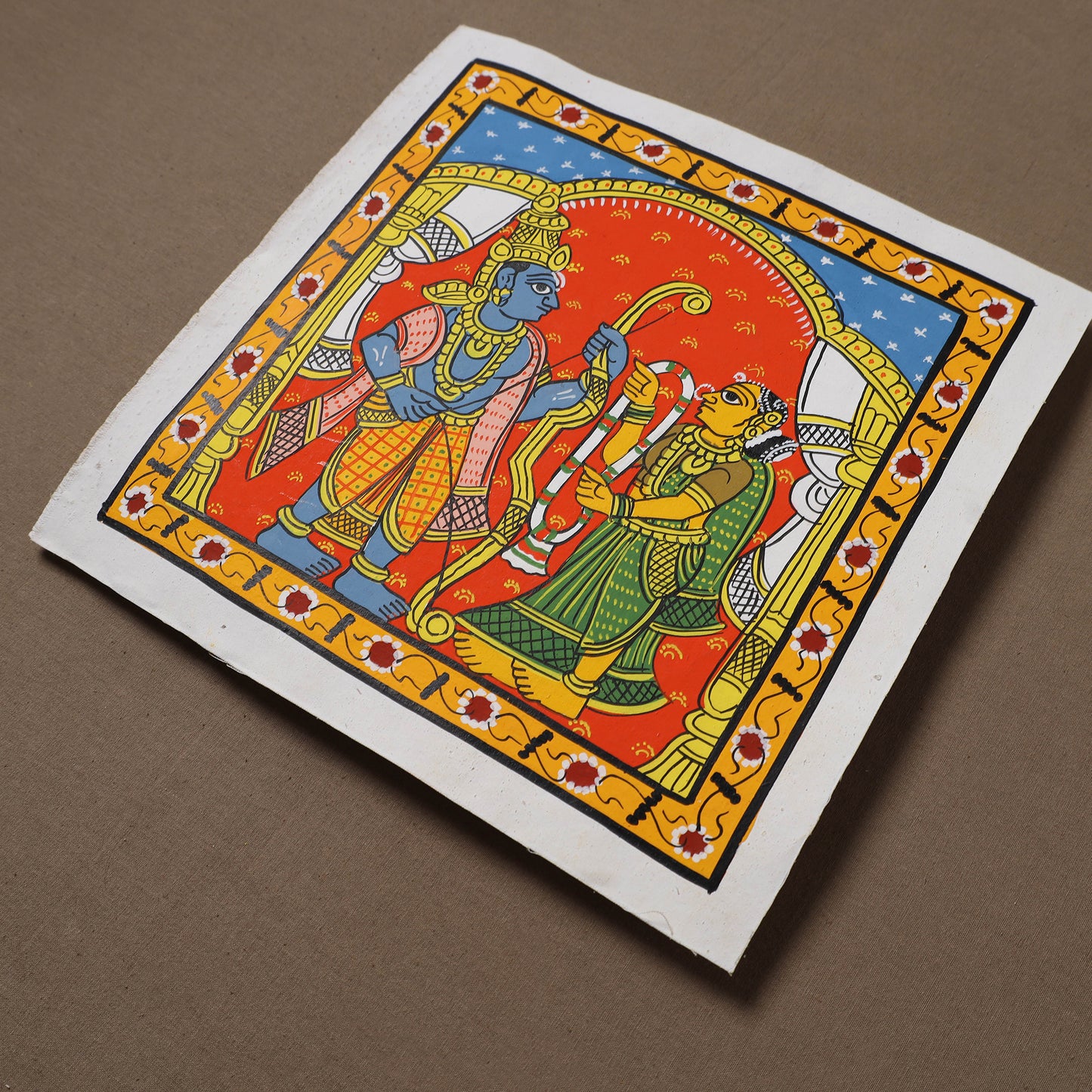 Handpainted Cheriyal Scroll Painting by Dhanalakota Sai Kiran (10 x 10 in) 14