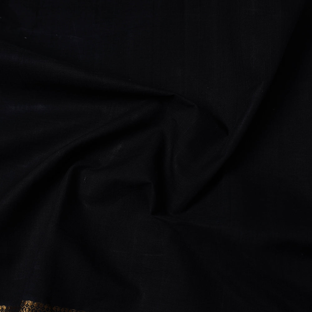 Black - Original Mangalagiri Handloom Cotton Zari Border Fabric 01