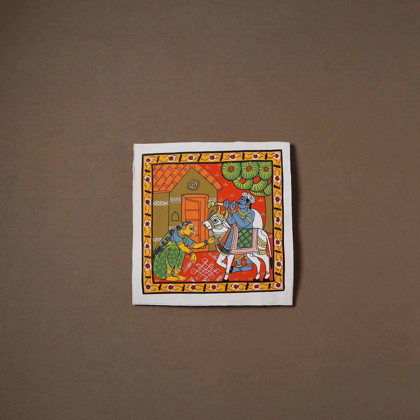 Handpainted Cheriyal Scroll Painting by Dhanalakota Sai Kiran (10 x 10 in) 15