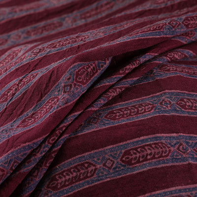 Ajrakh Hand Block Print Merino Wool Handloom Natural Dyed Fabric 09