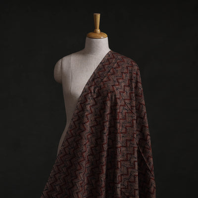 Brown - Sanganeri Block Print Pure Cotton Fabric 11