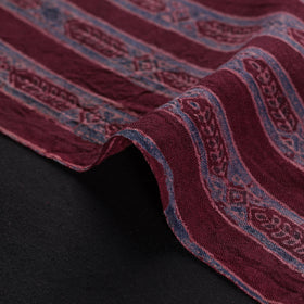 Ajrakh Hand Block Print Merino Wool Handloom Natural Dyed Fabric 09