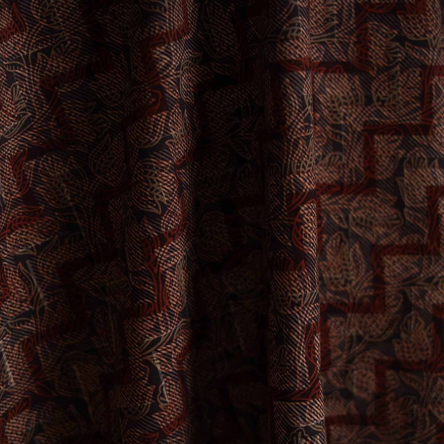 Brown - Sanganeri Block Print Pure Cotton Fabric 11
