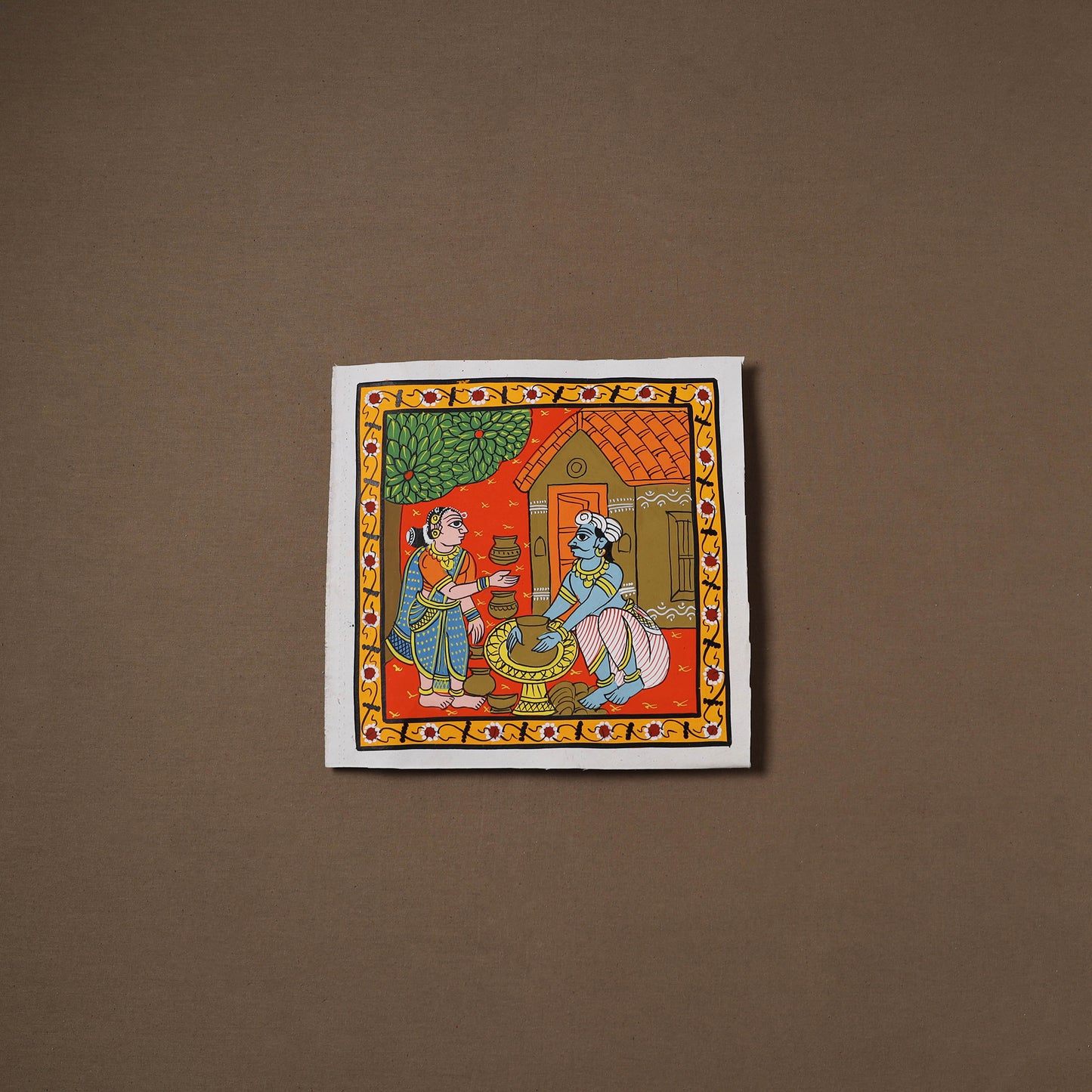 Handpainted Cheriyal Scroll Painting by Dhanalakota Sai Kiran (10 x 10 in) 16