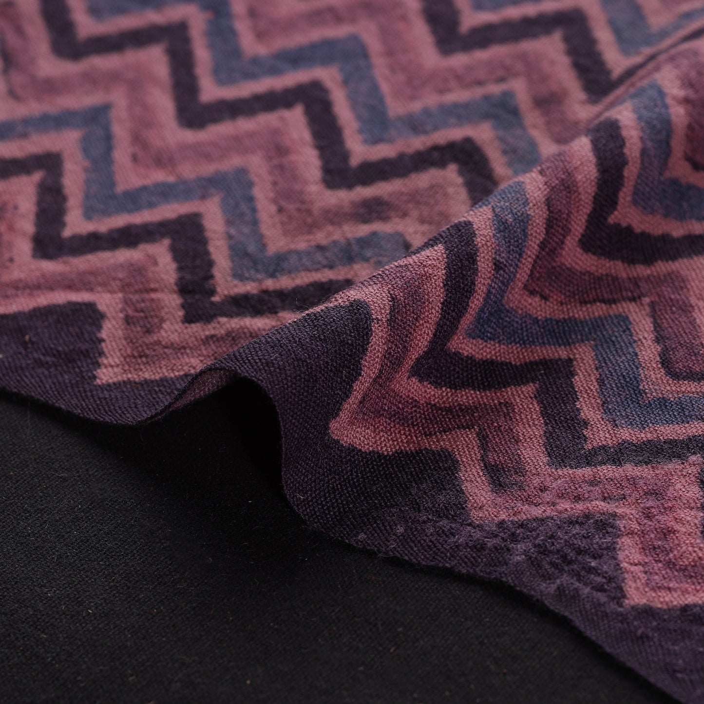 Ajrakh Hand Block Print Merino Wool Handloom Natural Dyed Fabric 10
