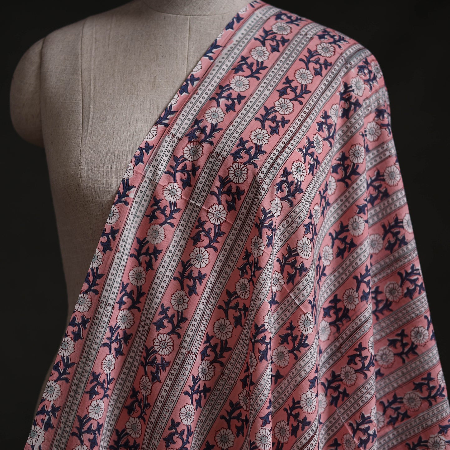 Pink - Sanganeri Block Print Pure Cotton Fabric 10