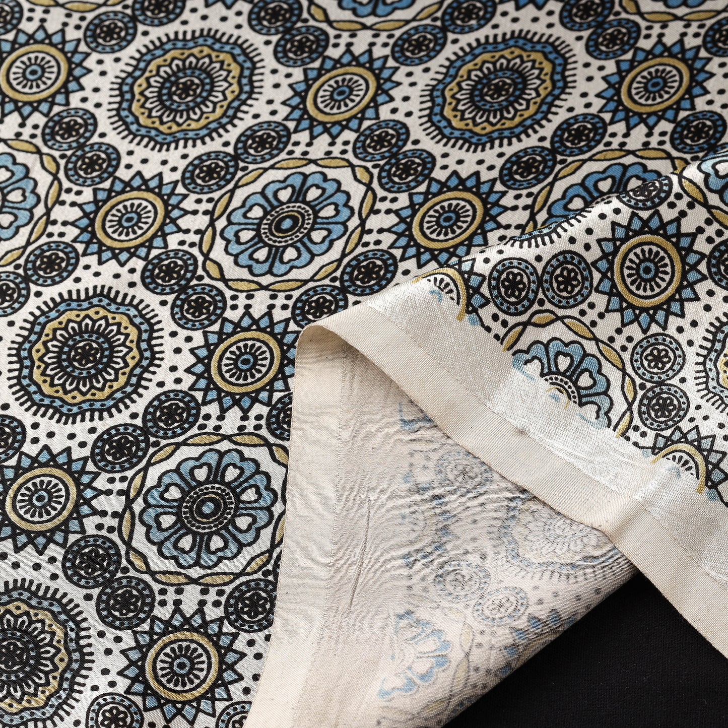 Mashru Silk Natural Dyed Block Print Ajrakh Fabric 12