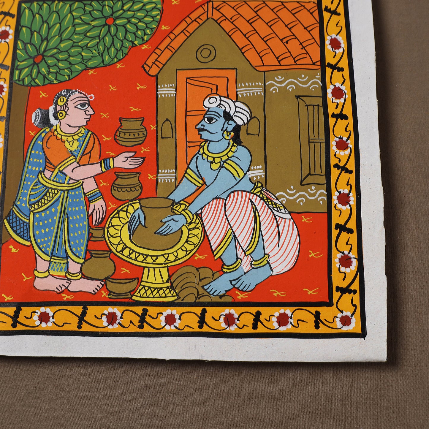 Handpainted Cheriyal Scroll Painting by Dhanalakota Sai Kiran (10 x 10 in) 16