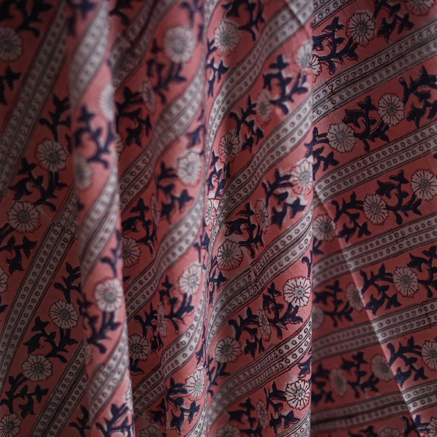 Pink - Sanganeri Block Print Pure Cotton Fabric 10