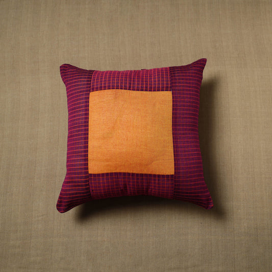 Purple - Patchwork Cotton Kanchipuram Cushion Cover (16 x 16 in) 58