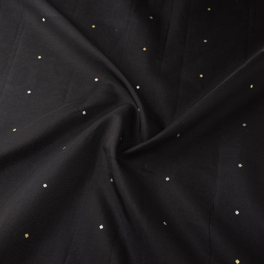 Black - Traditional Handloom Chanderi Silk Cotton Fabric 01