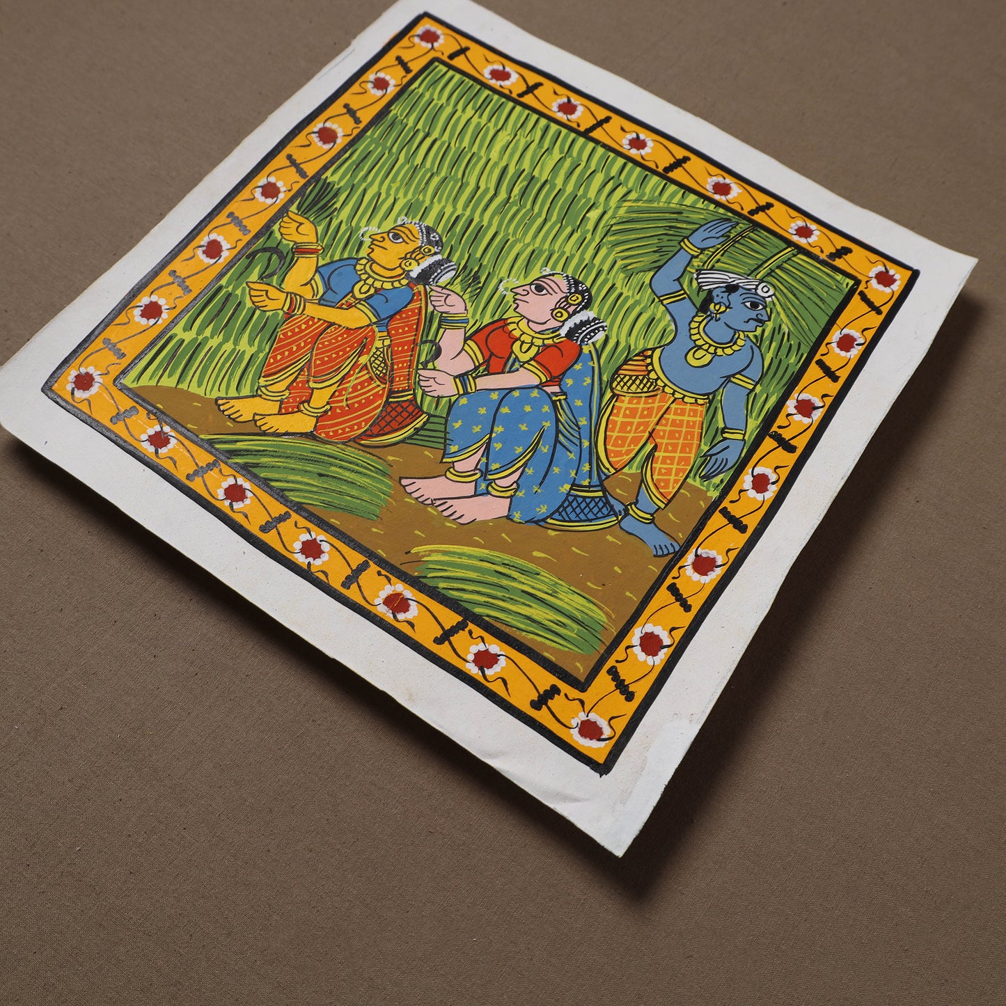 Handpainted Cheriyal Scroll Painting by Dhanalakota Sai Kiran (10 x 10 in) 17