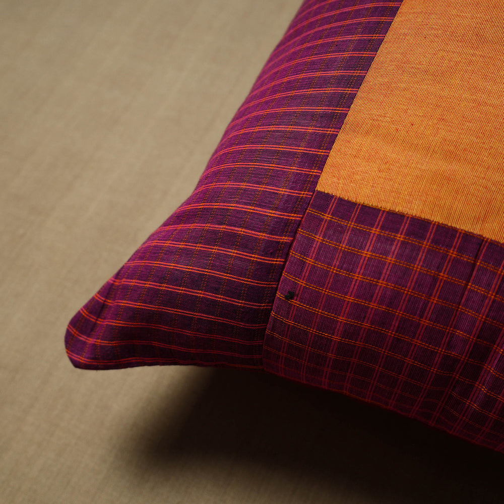 Purple - Patchwork Cotton Kanchipuram Cushion Cover (16 x 16 in) 58