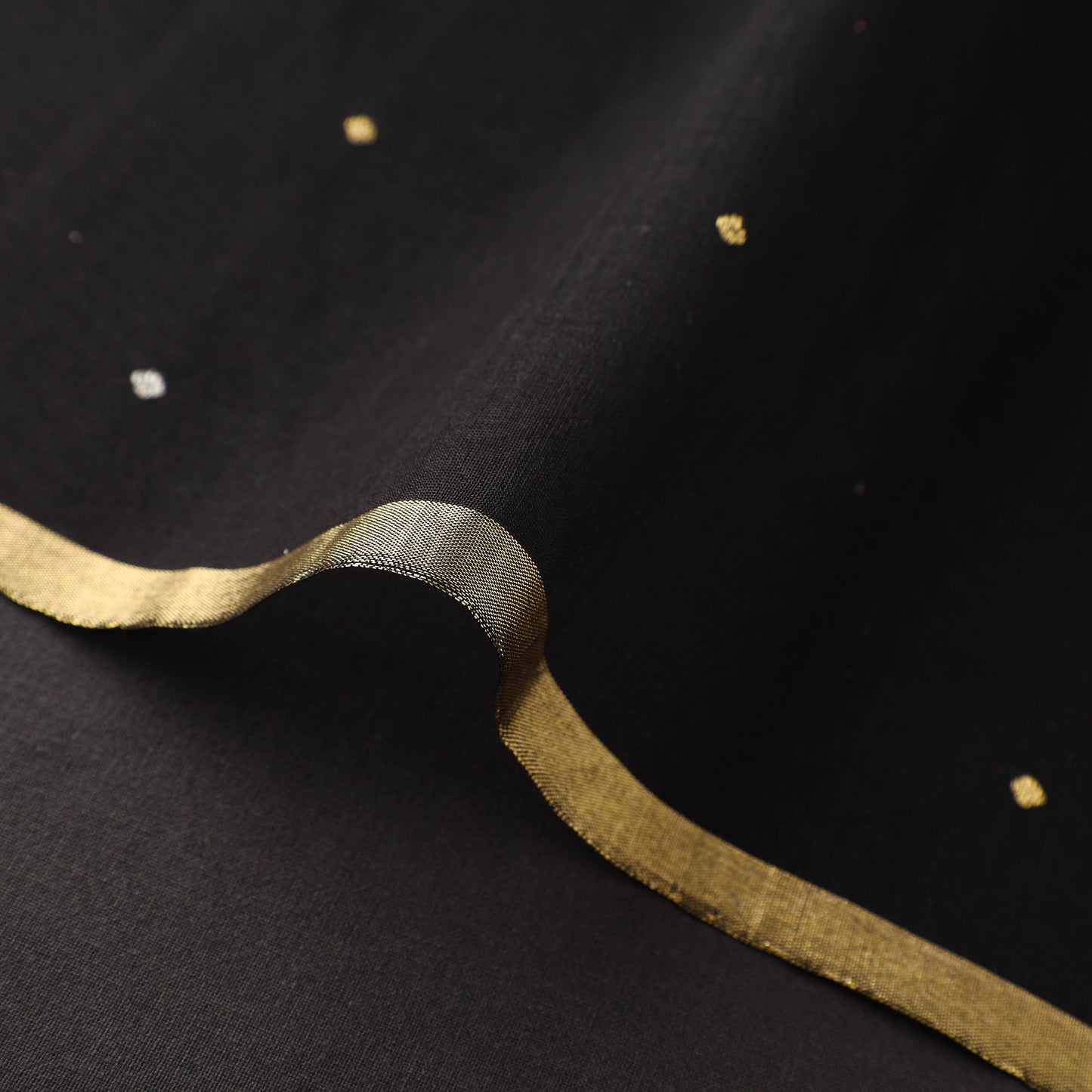 Black - Traditional Handloom Chanderi Silk Cotton Fabric 01