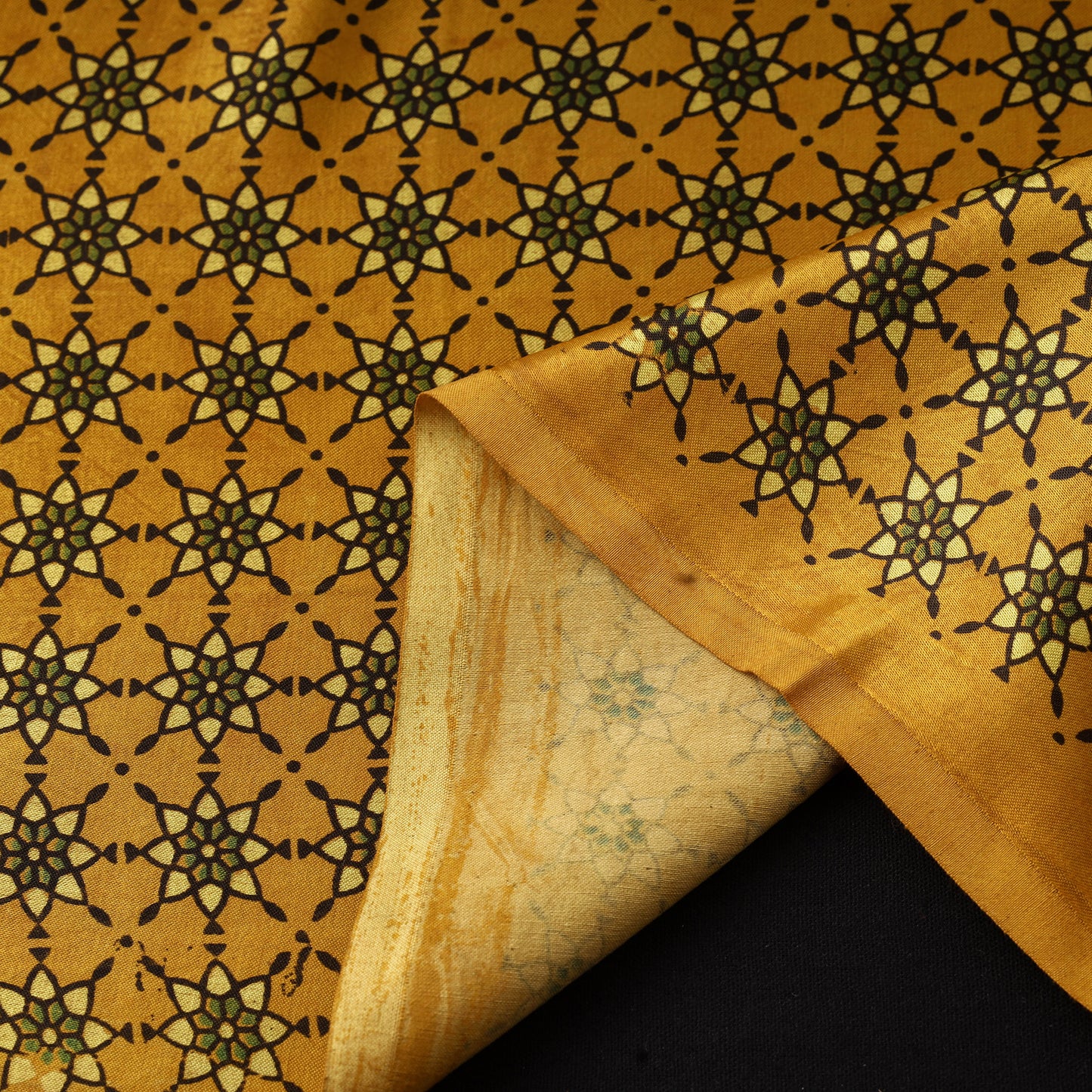 Mashru Silk Natural Dyed Block Print Ajrakh Fabric 14