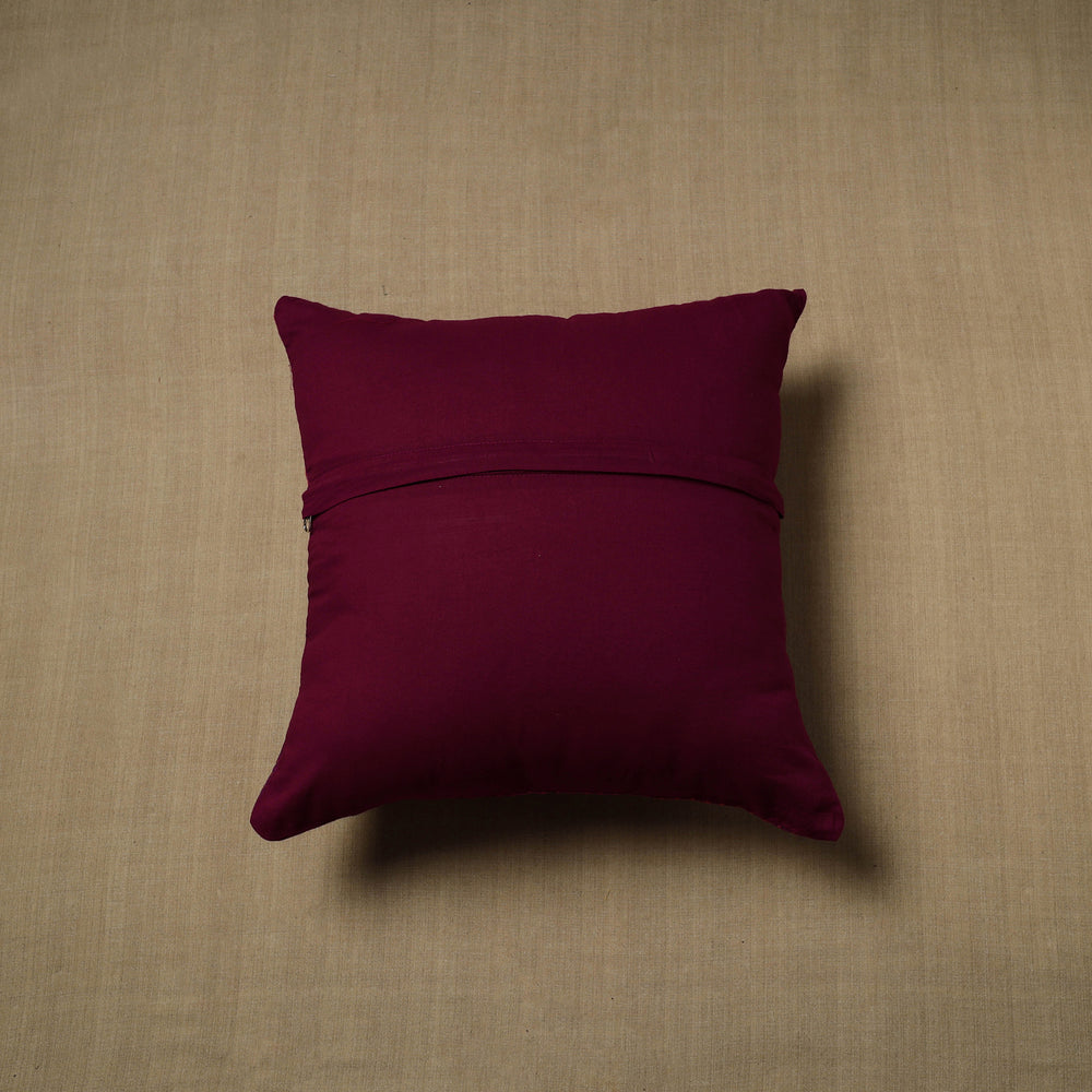 Purple - Patchwork Cotton Kanchipuram Cushion Cover (16 x 16 in) 58