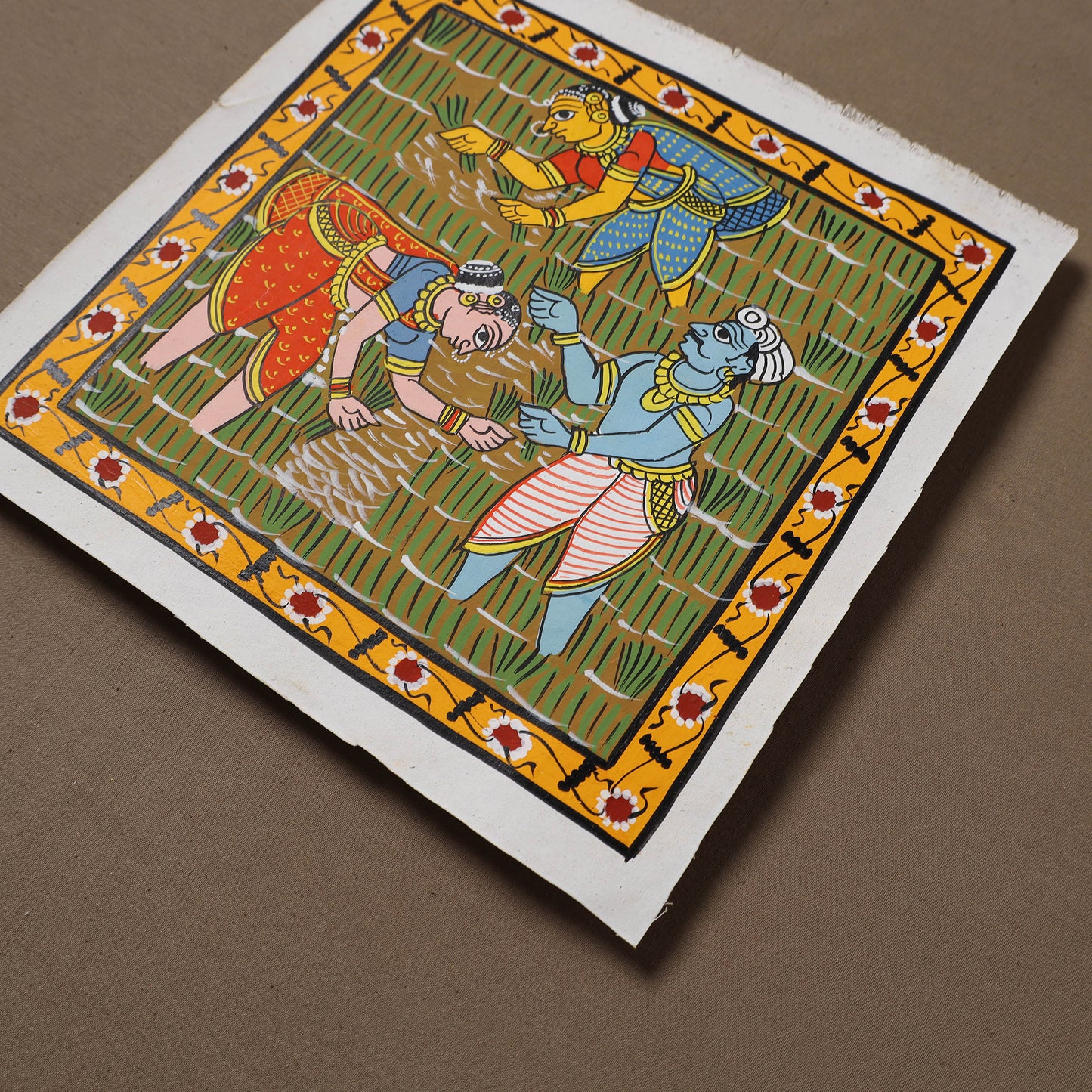 Handpainted Cheriyal Scroll Painting by Dhanalakota Sai Kiran (10 x 10 in) 18