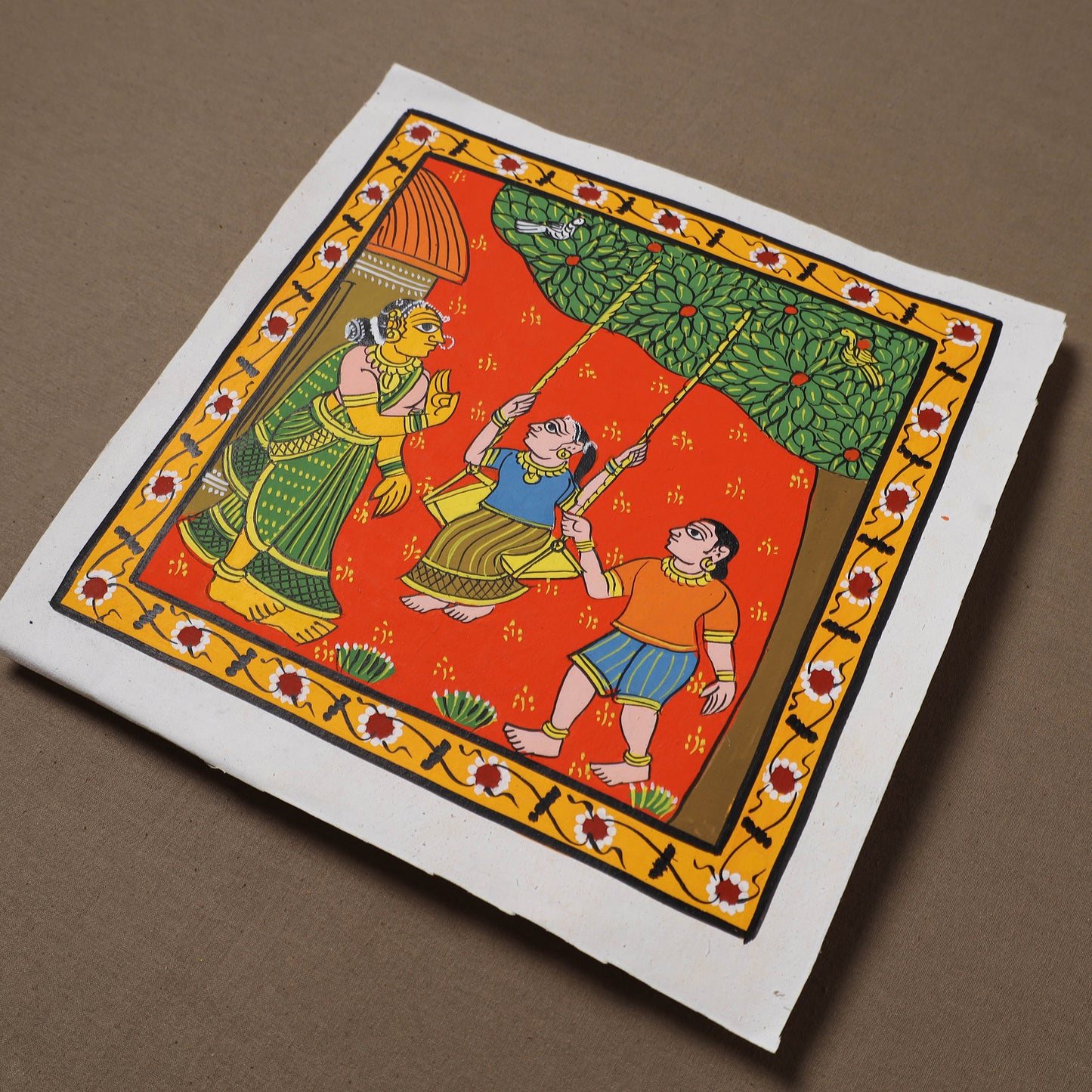 Handpainted Cheriyal Scroll Painting by Dhanalakota Sai Kiran (10 x 10 in) 19
