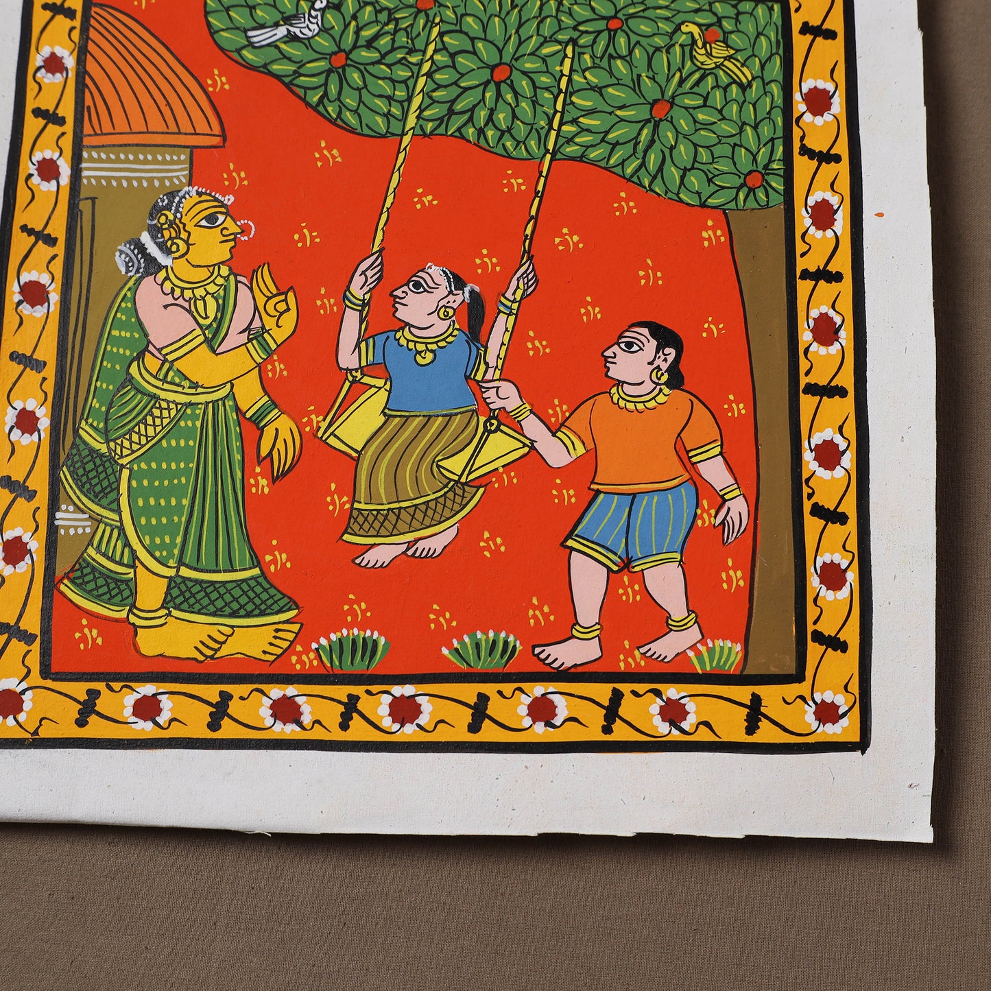 Handpainted Cheriyal Scroll Painting by Dhanalakota Sai Kiran (10 x 10 in) 19