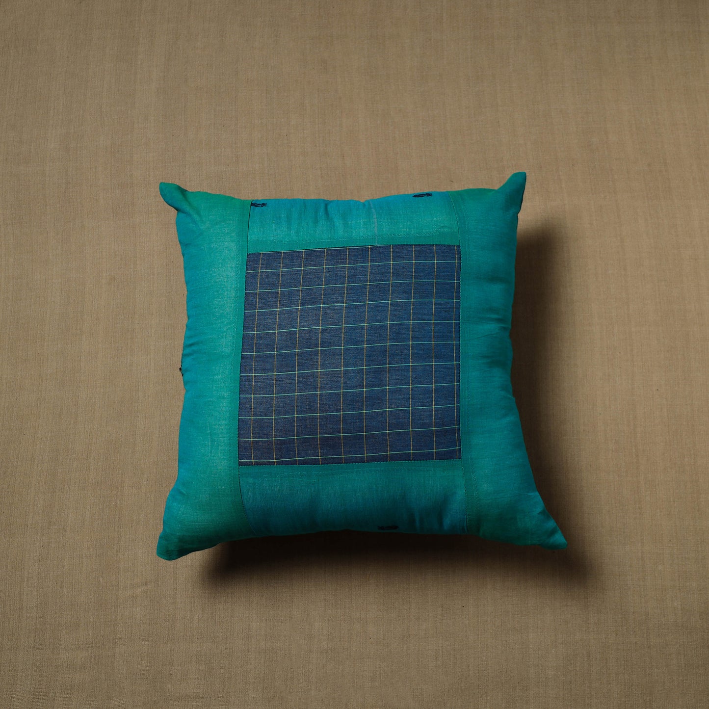 Patchwork Cotton Kanchipuram Cushion Cover (16 x 16 in) 60