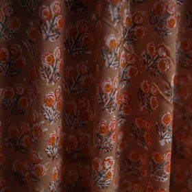 Brown - Sanganeri Block Print Pure Cotton Fabric 08