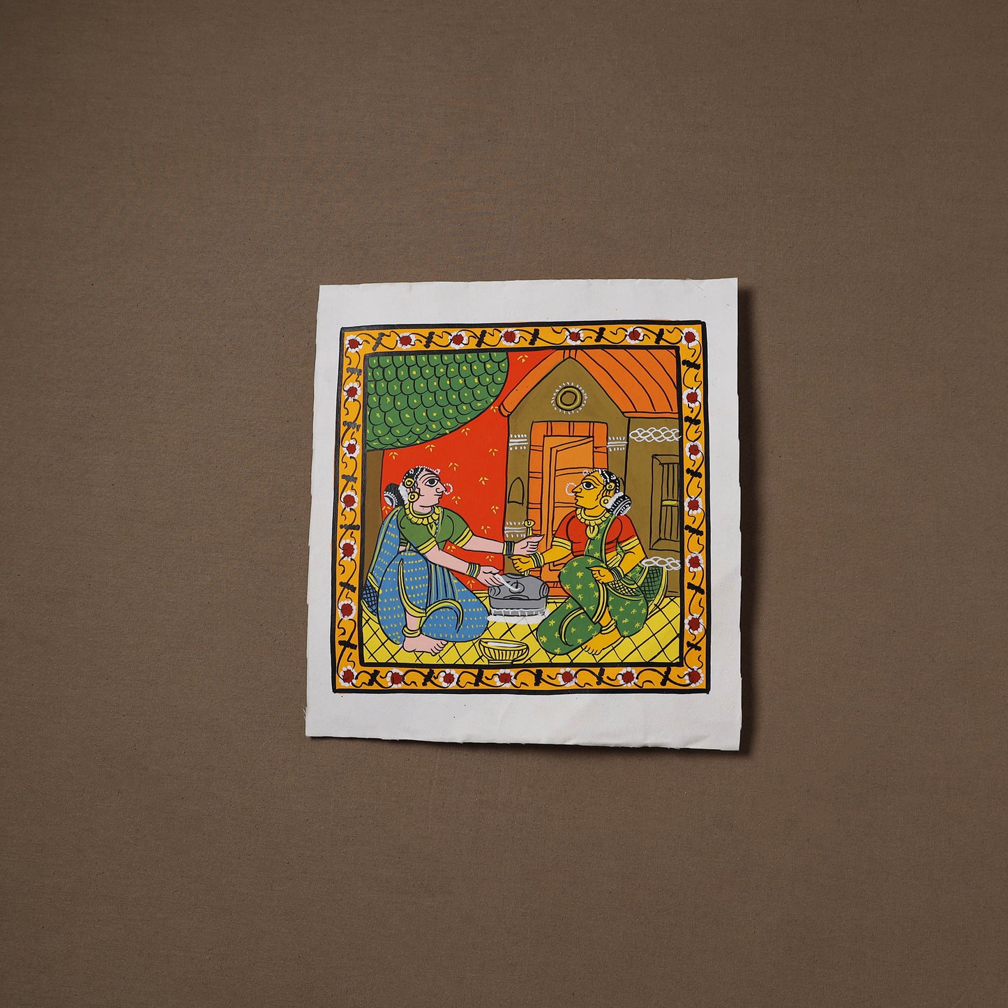 Handpainted Cheriyal Scroll Painting by Dhanalakota Sai Kiran (10 x 10 in) 20