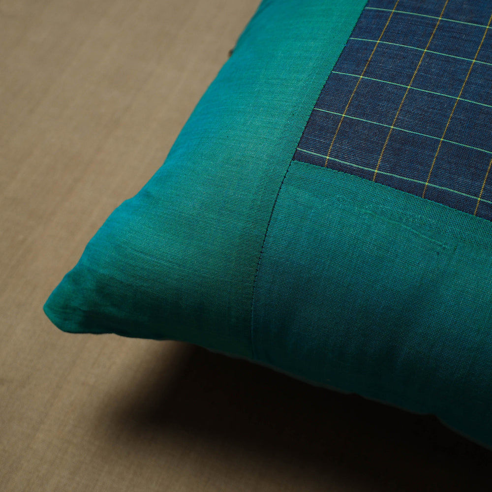 Patchwork Cotton Kanchipuram Cushion Cover (16 x 16 in) 60