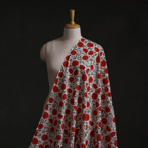 Red - Sanganeri Block Print Pure Cotton Fabric 07