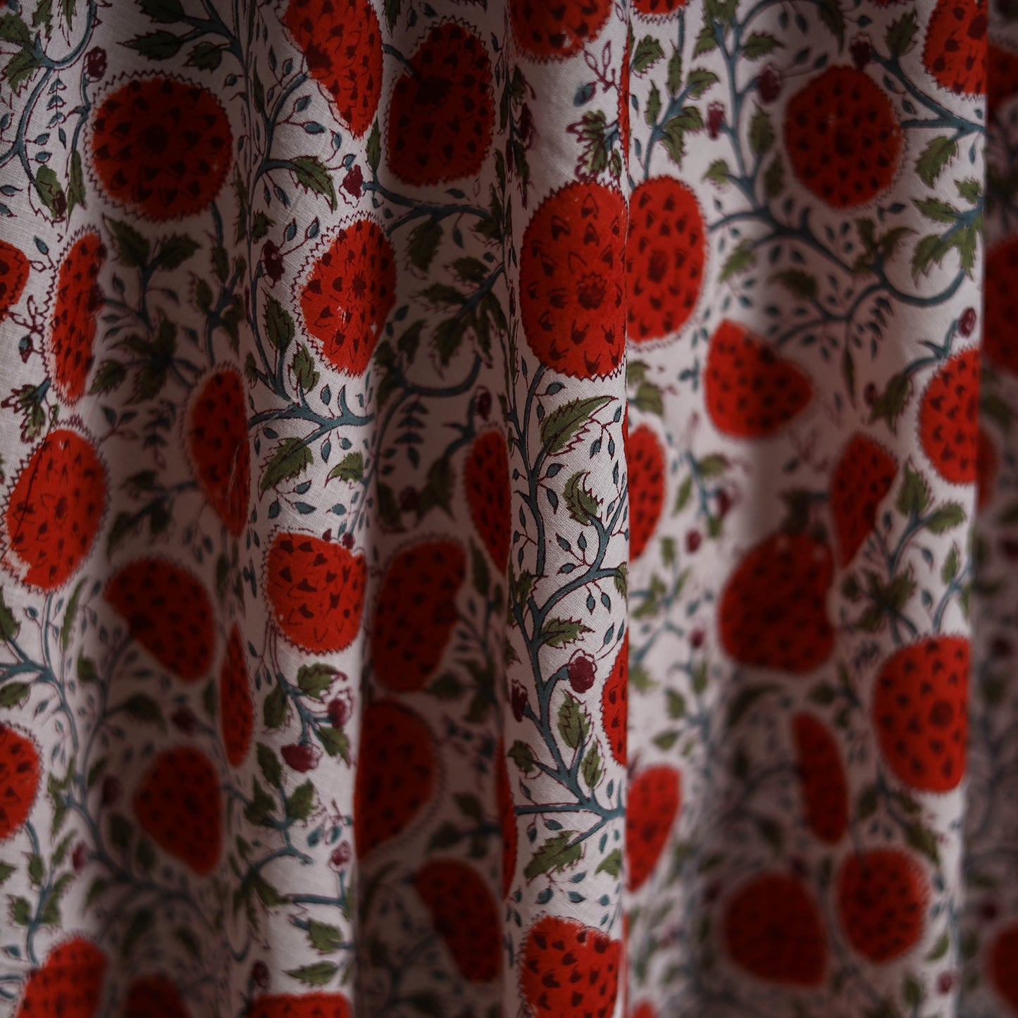 Red - Sanganeri Block Print Pure Cotton Fabric 07