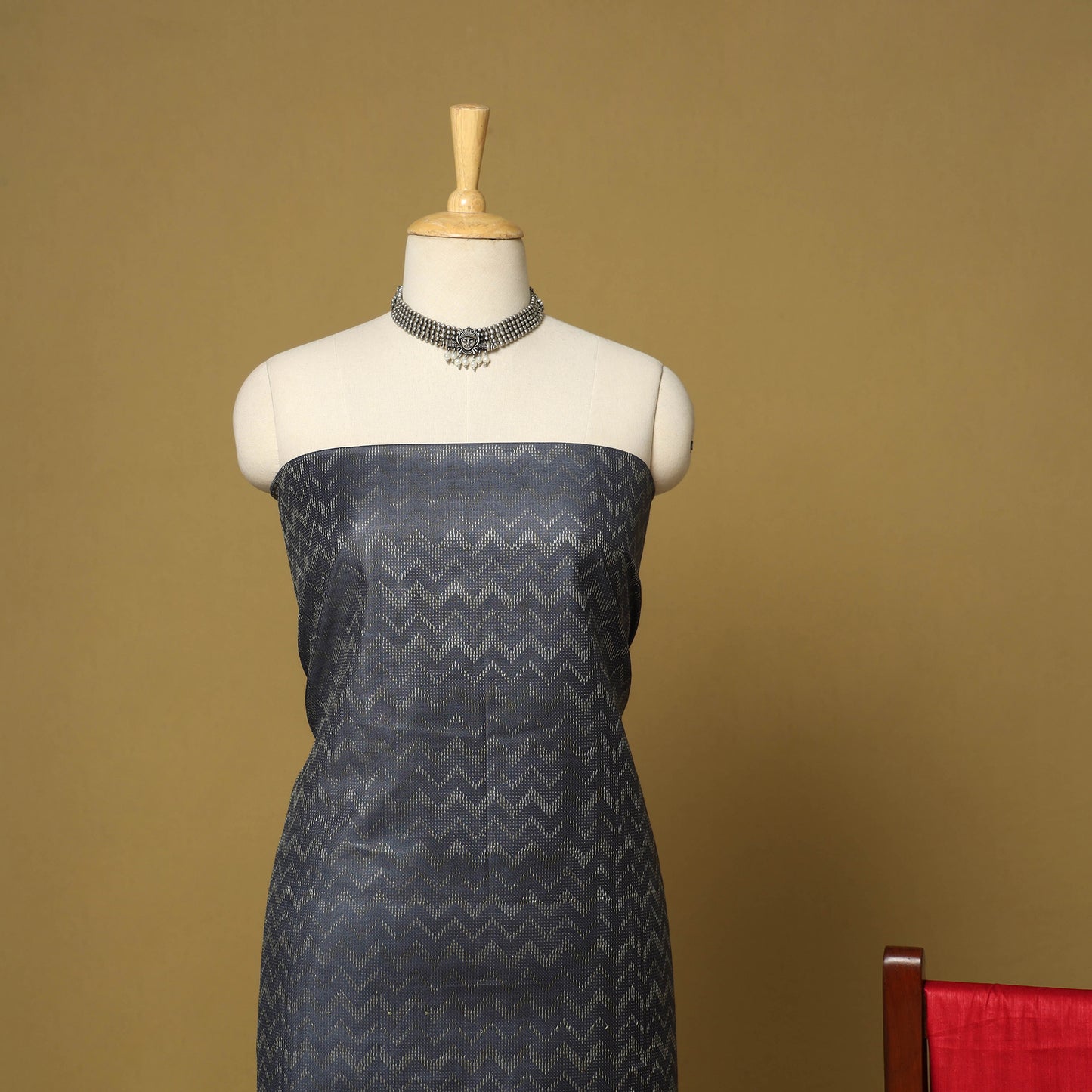 Grey - 3pc handloom mulberry unstitched suit material set