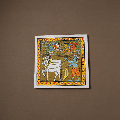 Handpainted Cheriyal Scroll Painting by Dhanalakota Sai Kiran (12 x 12 in) 21