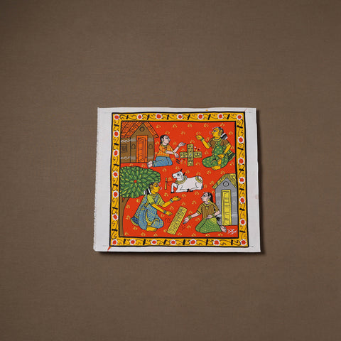 Handpainted Cheriyal Scroll Painting by Dhanalakota Sai Kiran (12 x 12 in) 22