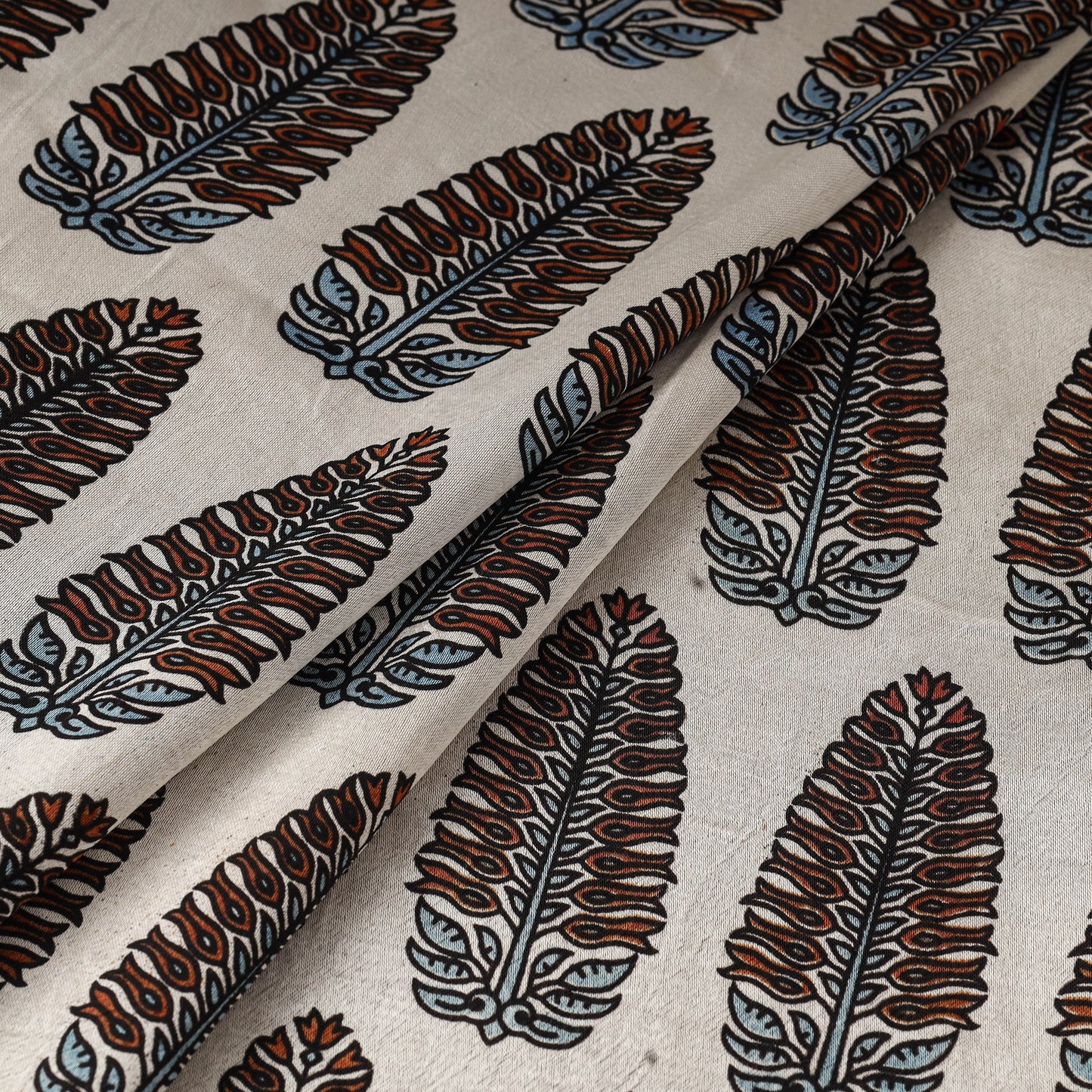 Mashru Silk Natural Dyed Block Print Ajrakh Fabric 19