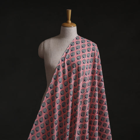Pink - Sanganeri Block Print Pure Cotton Fabric 04