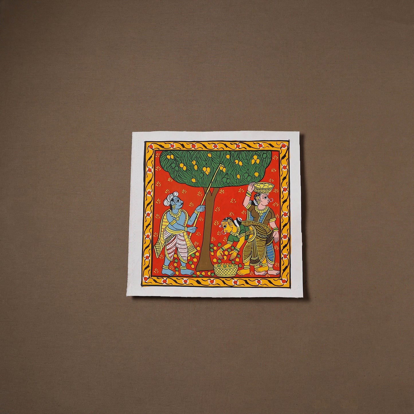 Handpainted Cheriyal Scroll Painting by Dhanalakota Sai Kiran (12 x 12 in) 23