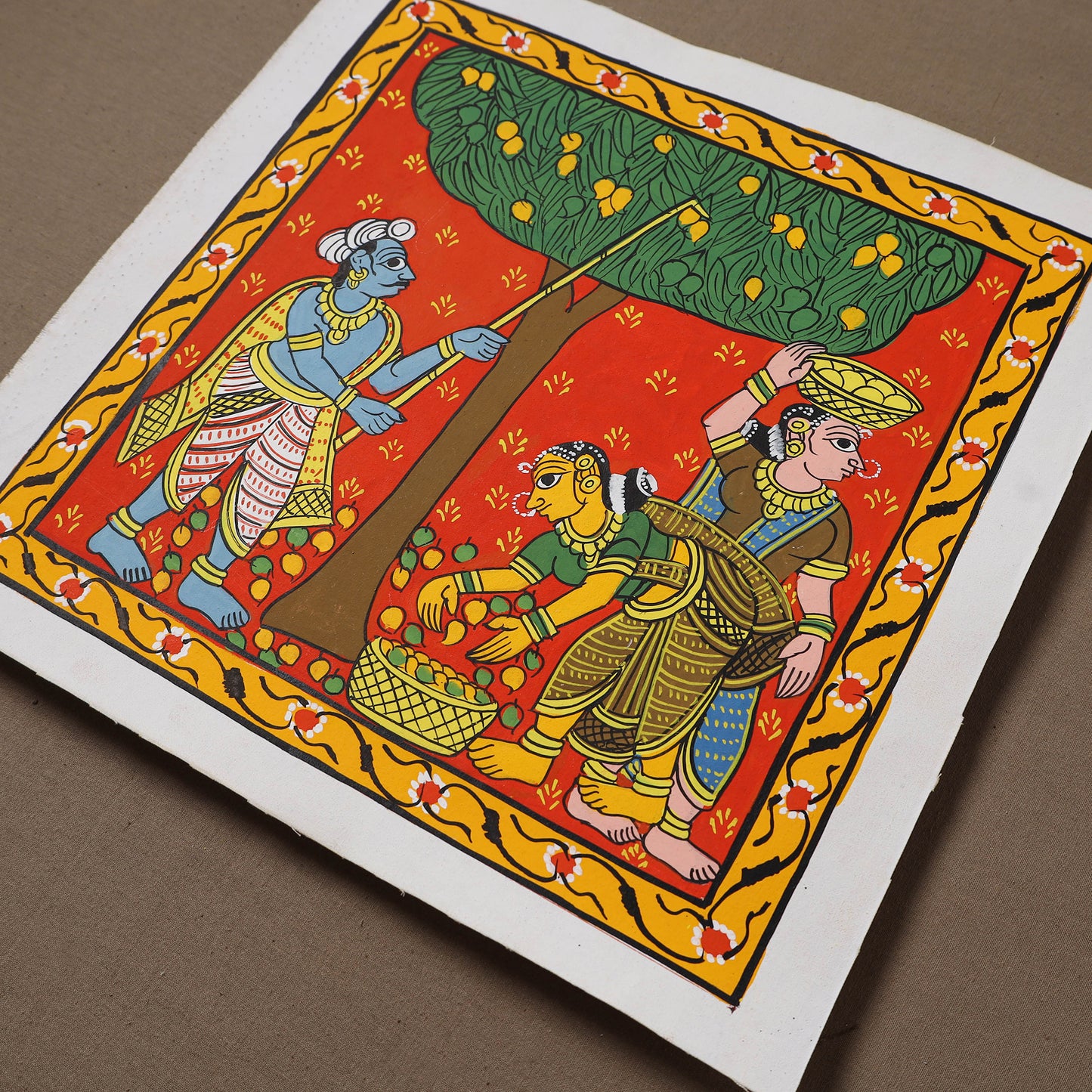 Handpainted Cheriyal Scroll Painting by Dhanalakota Sai Kiran (12 x 12 in) 23