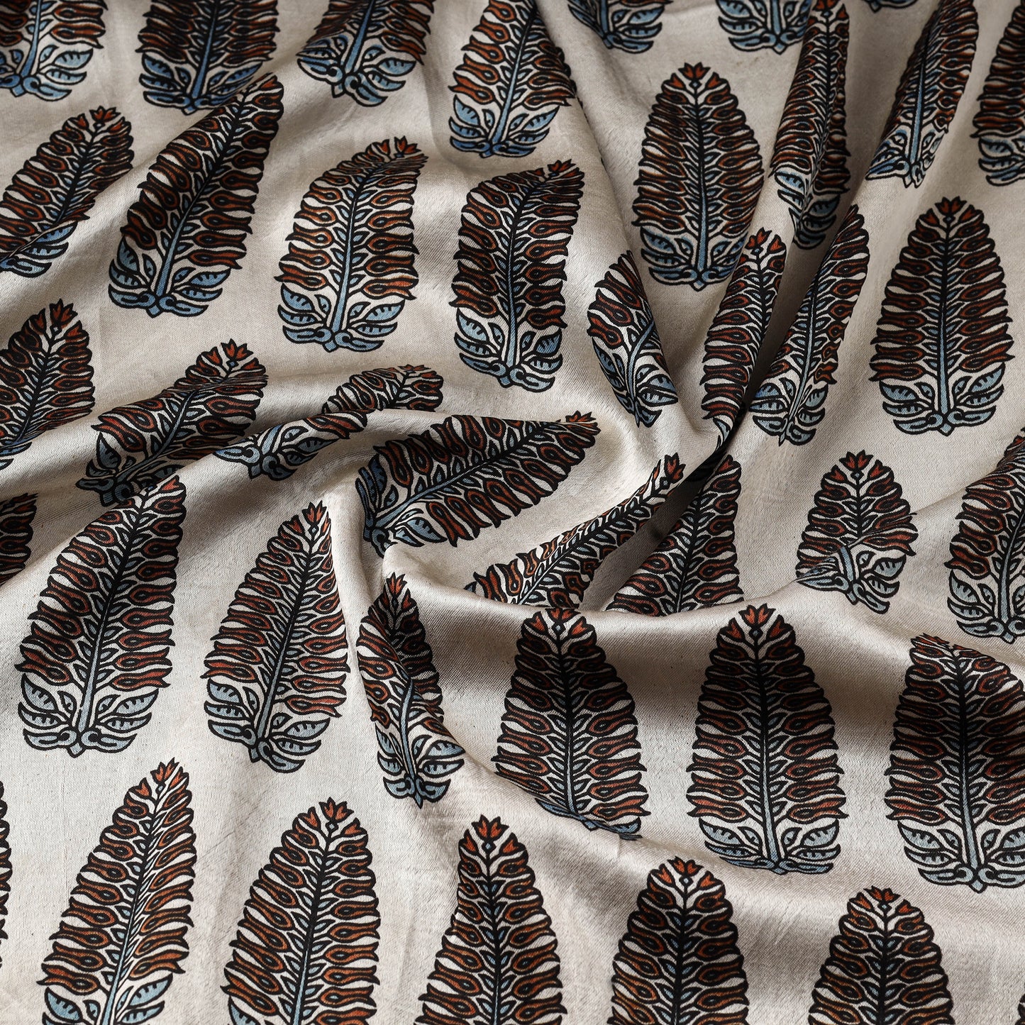 Mashru Silk Natural Dyed Block Print Ajrakh Fabric 19