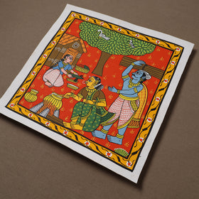 Handpainted Cheriyal Scroll Painting by Dhanalakota Sai Kiran (12 x 12 in) 24