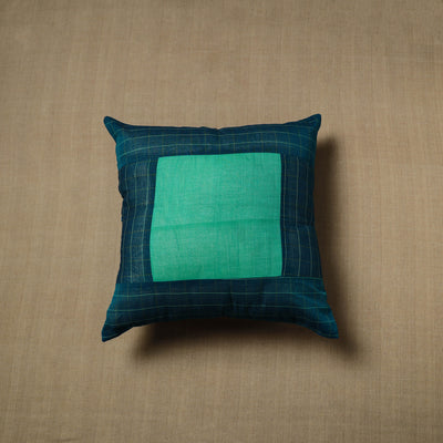 Green - Patchwork Cotton Kanchipuram Cushion Cover (16 x 16 in) 64