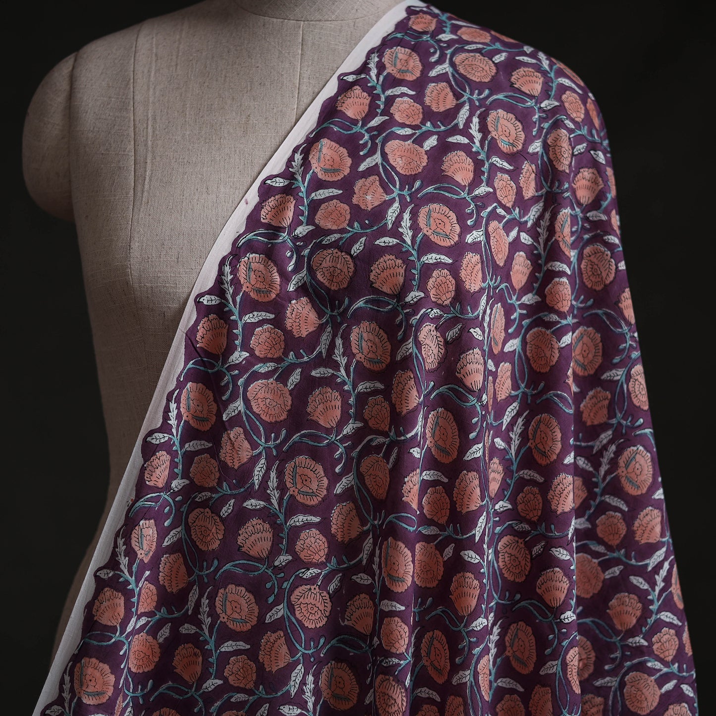 Purple - Sanganeri Block Print Pure Cotton Fabric 03