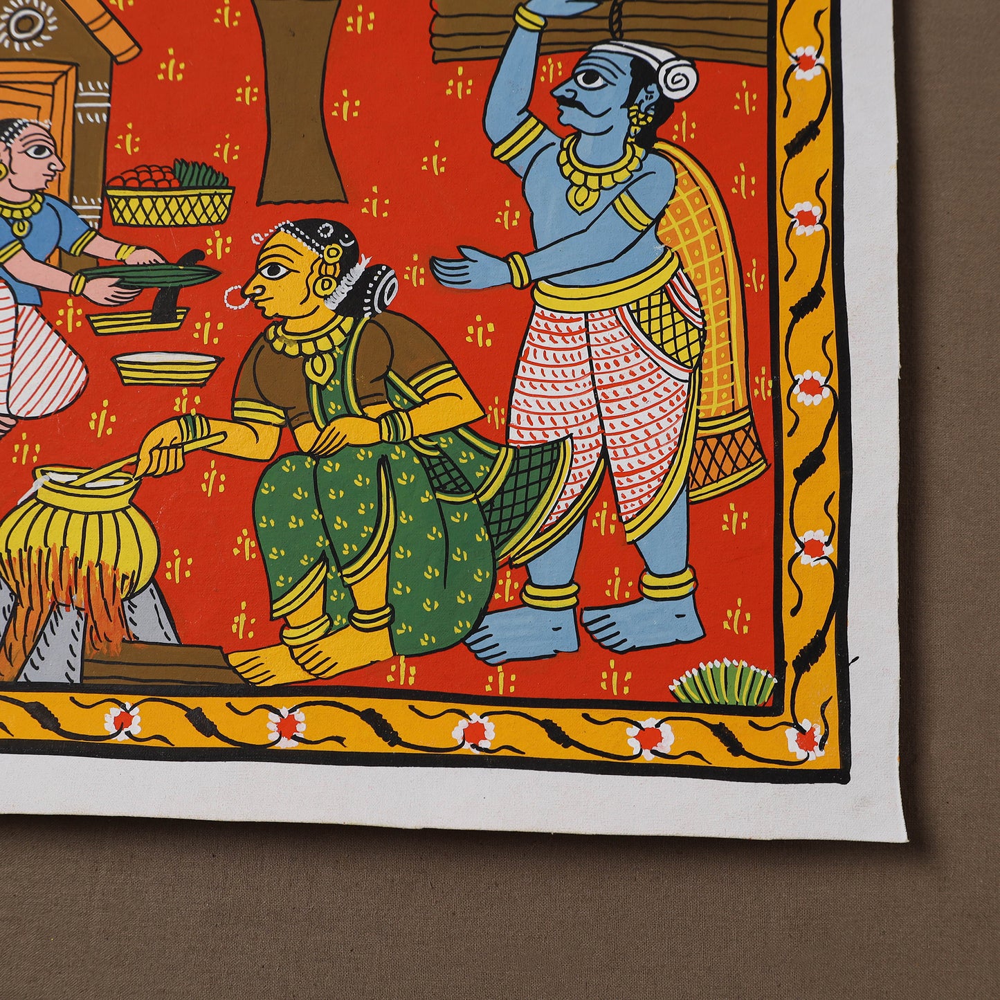 Handpainted Cheriyal Scroll Painting by Dhanalakota Sai Kiran (12 x 12 in) 24