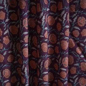 Purple - Sanganeri Block Print Pure Cotton Fabric 03