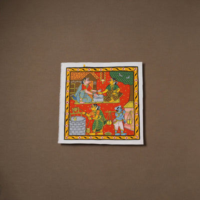 Handpainted Cheriyal Scroll Painting by Dhanalakota Sai Kiran (12 x 12 in) 25