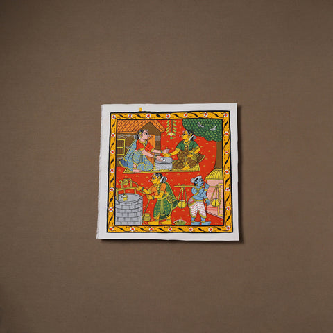 Handpainted Cheriyal Scroll Painting by Dhanalakota Sai Kiran (12 x 12 in) 25