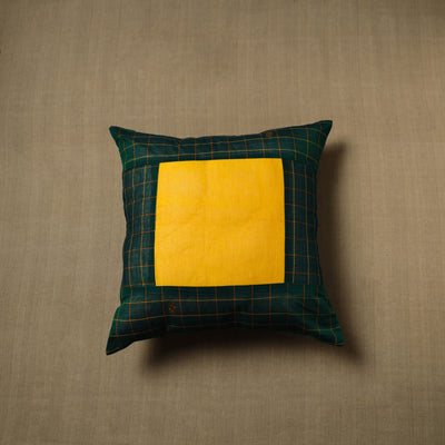 Green - Patchwork Cotton Kanchipuram Cushion Cover (16 x 16 in) 65