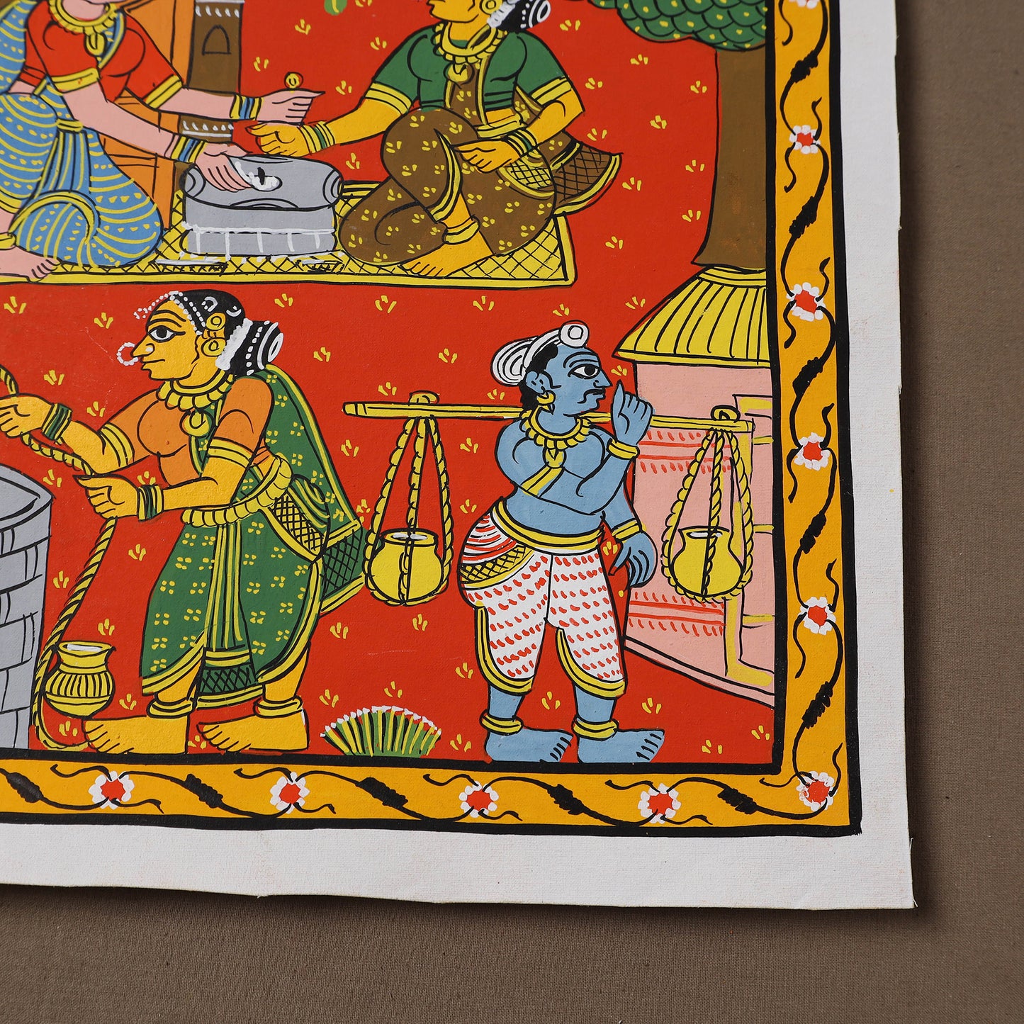 Handpainted Cheriyal Scroll Painting by Dhanalakota Sai Kiran (12 x 12 in) 25