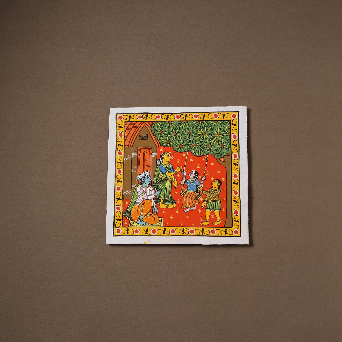 Handpainted Cheriyal Scroll Painting by Dhanalakota Sai Kiran (12 x 12 in) 26
