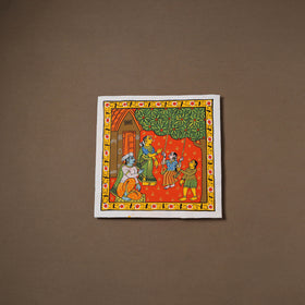 Handpainted Cheriyal Scroll Painting by Dhanalakota Sai Kiran (12 x 12 in) 26